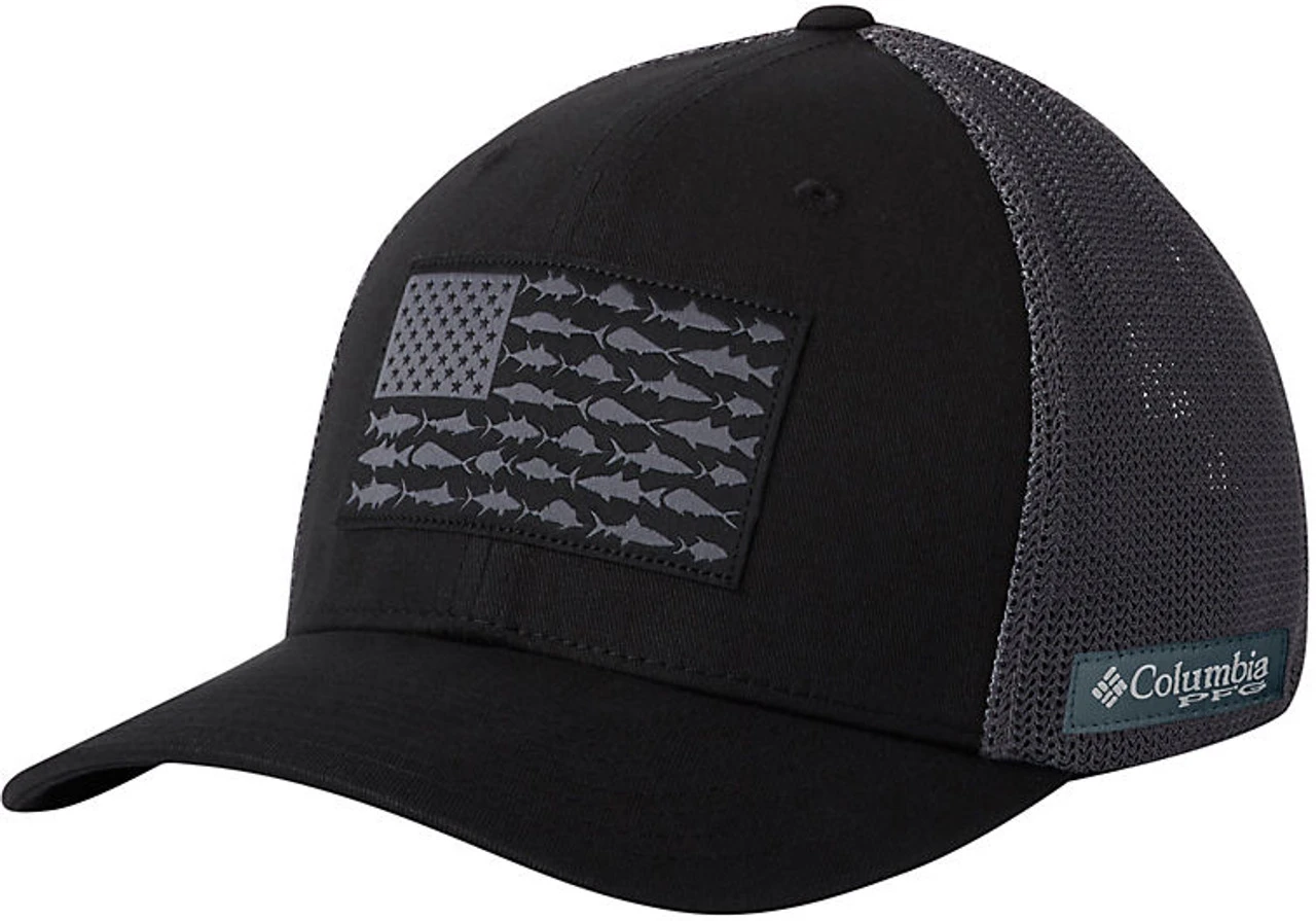 Columbia PFG FlexFit Mesh Fish Flag Ball Cap