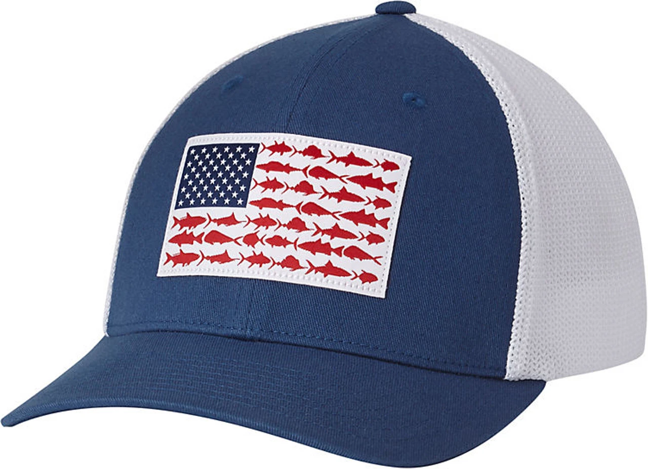 Columbia PFG FlexFit Mesh Fish Flag Ball Cap - Image 3